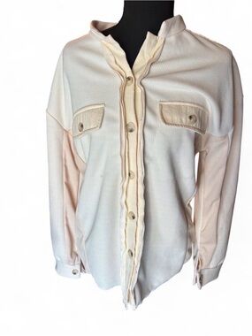 NWT Doublju Cream Button Up shirt size s